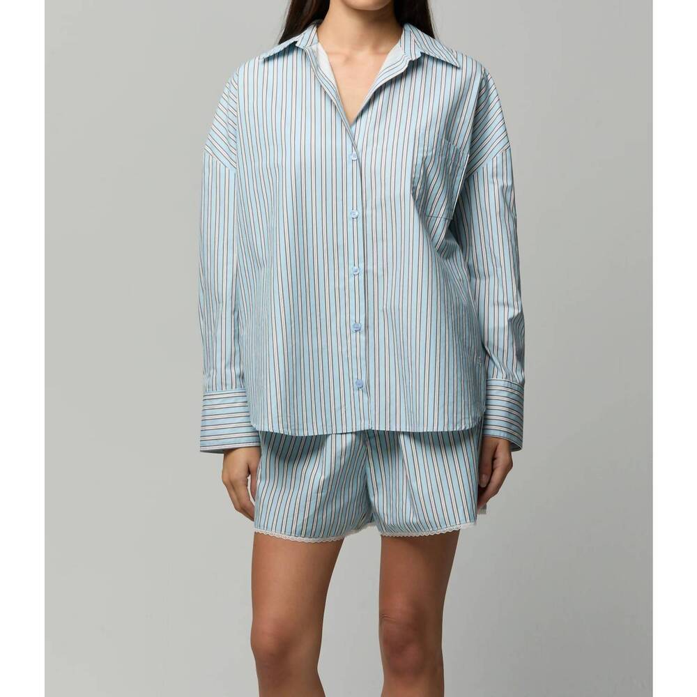 NEW ASHER luna poplin buttondown shirt in blue